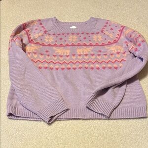 Girls’ Purple Patterned Sweater
